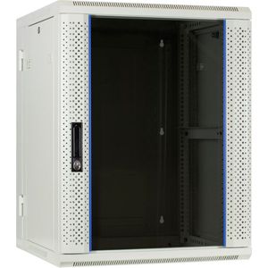 DSIT 15U witte wandkast / serverbehuizing (kantelbaar) met glazen deur 600x600x770mm (BxDxH) - 19 inch