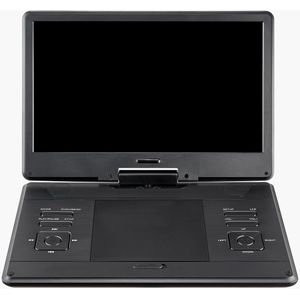 Draagbare dvd-speler met draaibaar HD-scherm (35,8 cm) – ingebouwde accu met 4,5–5 uur looptijd – 2 luidsprekers – compatibel met tv-synchronisatie, USB, SD-kaart, cd en dvd