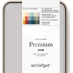 schlafgut Premium Bio Katoen Jersey Hoeslaken XL - 180x200 - 200x220 511 Grey Light