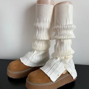 Warme herfst- en wintersokken - 40-45 cm - stapelsokken - warme beenwarmers - dames gebreide sokken met verticale strepen en split in de kuit - herfst- en winterbenodigdheden - sokken - beenwarmers