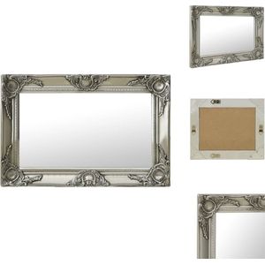 vidaXL Wandspiegel Barok - 60 x 40 cm - Zilver - Hout en Glas - Spiegel