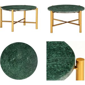 vidaXL Salontafel 60x60x35 cm echt steen met marmeren textuur groen - Salontafel - Salontafels - Salon Tafel - Salon Tafels