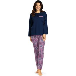 Comtessa - Dames pyjama - 100% katoen - blauw roze - Maat 48