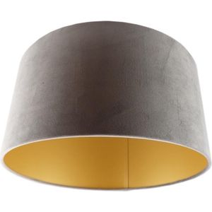 Olucia Melanie - Velours lampkap - Goud/Grijs - E27