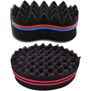 Allecto Plus - Kappersgereedschap spons voor twist krullen - Magic Curl spons - Dubbelzijdig - Haarstyling tool voor Afro Braid Style - Twist Curls - Set van 2 stuks