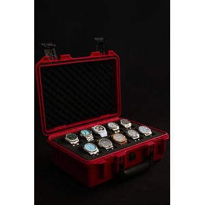 Onverwoestbare horlogekoffer voor 10 horloges - Rood - Originele Elbrus Horology Timepiece Valet horlogedoos