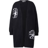 MIAMODA MIAMODA - Dames - Lang vest straight fit bloemenborduursel - Zwart - Maat 42+