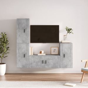 The Living Store TV-meubelset - Klassiek design - Betongrijs - 1x 100x34.5x40cm - 3x 40x34.5x80cm - Hoge kwaliteit hout - Wandgemonteerd - Handleiding meegeleverd