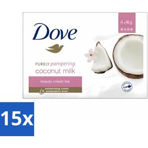 Dove - Zeep - Purely Pampering - Kokos - Zacht en verzorgend - 4 x 100 g - Bulkverpakking - 15 stuks