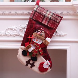 Kerstsokken 1 pak, grote geruite 3D rendieren sneeuwpop Kerstman kerstsokken, geschikt voor vakantie feestdecoratie geschenken Exclusief voor Kerstmis