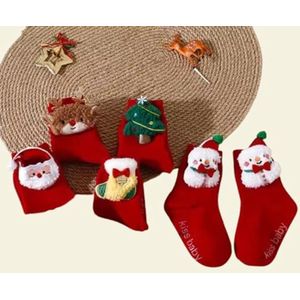 Babykerstsokken 5 paar - Antislip enkelsokken met veiligheidszolen - Geschikt voor voetlengtes van 11-13 cm - Babysokken voor de feestdagen