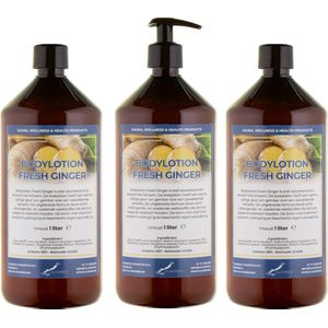 Bodylotion Fresh Ginger 1 Liter - met gratis pomp - set van 3 stuks