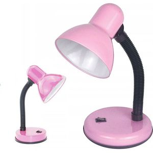 Bureaulamp metaal roze zwart - buigzame poot - kinder tafellamp