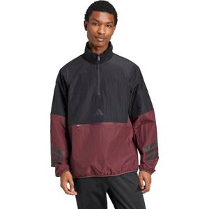 adidas Sportswear Future Icons 3-Stripes Woven Sweatshirt met Halflange Rits - Heren - Bordeaux- S