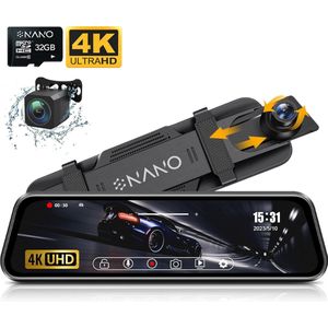 Nanocam T55 - Dashcam - 4K - Digitale Binnenspiegel - 10 inch LCD Touch Screen - Wifi en GPS