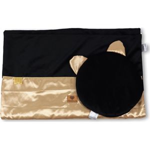 Deken - Babydeken - Babydekbed - Baby dekbed - Dubbelzijdig dekbed met kussen -100cmx75cm- Plat kussen voor baby's – Zwart – Goud - Wieg Deken- Ledikantdeken