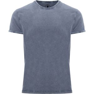 Denim Blauw t-shirt met jeans effect en ronde hals model Husky Merk Roly maat S