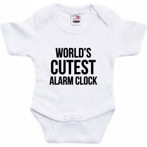 Worlds cutest alarm clock tekst baby rompertje wit jongens en meisjes - Kraamcadeau - Babykleding 56