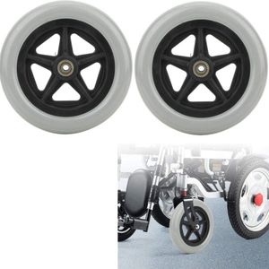2 stuks - Universele rolstoelwielaccessoires - Vervangende rubberen rolstoelwielen - Vervangende voorwielen voor de rollator - Antislip en slijtvast - Stil en arbeidsbesparend - Grijs - 7 inch - Geschikt voor rolstoelwielen voor gehandicapten