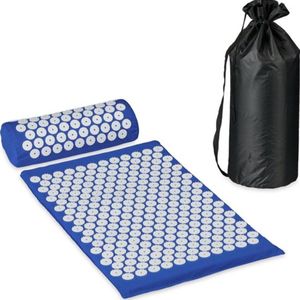 spijkermat - met kussen - acupressuurmat - 8000 drukpunten - inclusief opbergtas - blauw-wit