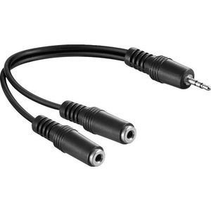 3,5mm Jack naar 2x 3,5mm Jack stereo audio splitter - zwart - 0,20 meter