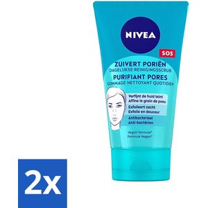NIVEA - Reinigingsscrub - Essentials Dagelijkse Scrub - Voor onzuivere huid - Met Melkzuur & Magnolia-extract - 150 ml - Voordeelverpakking - 2 stuks
