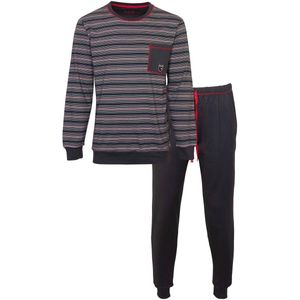 MEQ Heren Pyjama - 100% Katoen - Gestreept - Blauw - Maat L