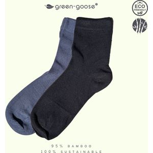 green-goose® Luxe Bamboe Sokken Heren | 2 Paar | Zwart | 44-46 | 85% Bamboe | Superzacht en Duurzaam