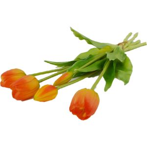 Real Touch Nepbloemen Tulpen - Latex Bloem - Fel rood - Geschikt voor Decoratie Huiskamer Kantoor Huwelijk Feest - 40CM - Kunstmatig Tulpen Boeket