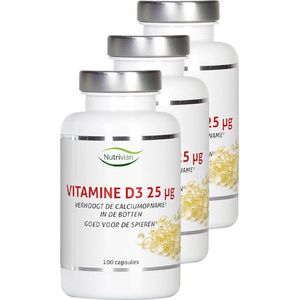 Nutrivian | Vitamine D3 25mcg | 100 Softgels | 3 stuks | 3 x 100 softgels