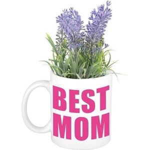 Best mom koffiemok / theemok met kunst plantje lavendel - Moederdag cadeaus