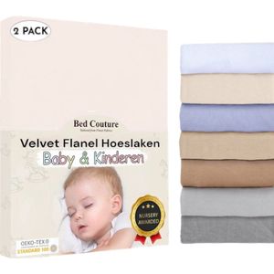 d Couture Velvet Flanel Kinder Hoeslaken - 100% Katoen Extra zacht en Warm - Junior - 70x140 Cm - Ecru
