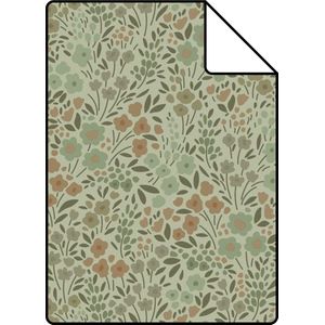 Proefstaal ESTAhome behang bloemetjes vergrijsd groen - 26,5 x 21 cm - 139699-S