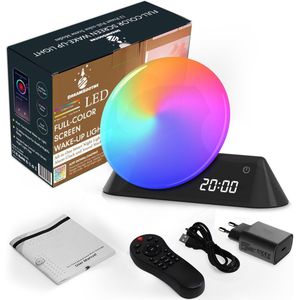 DreamSoothe® - Wake up Light - white noise machine - Lichtwekker - Digitale wekker met 15 slaap geluiden - met app- Bluetooth - Timer & Wekker- zwart