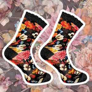 sock my feet sokken autumn flowers