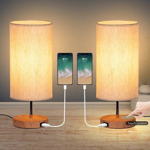 tafellamp slaapkamer- met USB oplaadpoort - 3 kleurverandering - LED -lampen inbegrepen