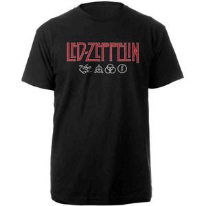 Led Zeppelin Heren Tshirt -L- Logo & Symbols Zwart