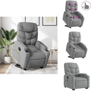 vidaXL Sta-op-massagefauteuil - Sta-op-massagefauteuils - Sta-op Fauteuil - Sta-op- En Ligstoel Verstelbaar - Sta-op-massagestoel verstelbaar stof lichtgrijs