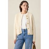 Sissy-Boy - Gebreid Vest - Wit - Lange Mouwen - Hoge Ronde Halslijn