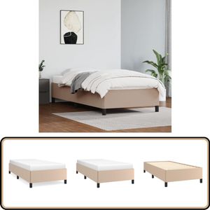 vidaXL Bedframe - Cappuccinokleurig - 80x200 cm Bed Frame - Kapstok - Slaapkamer Meubels - Bruine Bed Frame - Kunstleder Bed Frame