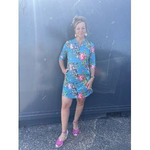 Hill Fashion - Jurk Dana - Travelstof Thombiq - Kobalt Blauw - Maat S