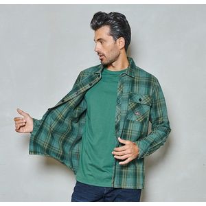 Twinlife Heren plaid over - Overhemden - Lichtgewicht - Wasbaar - Groen - L