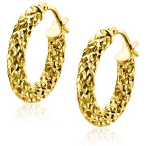 Zinzi Gold 14 krt gouden oorringen met schitterende bewerkte buis 3mm breed ZGO327