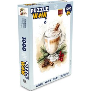 Puzzel Winter - Koffie - Warm - Decoratie - Legpuzzel - Puzzel 1000 stukjes volwassenen