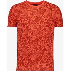 Unsigned heren T-shirt met bloemenprint oranje - Maat XL