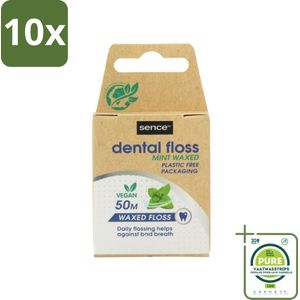 10 x Sence - Fresh Mint - Flosdraad - Verfrissend - 50 meter - Grootverpakking - Tandenfloss - Mondhygiëne - Tanden Poetsen - Frisse Adem - Tandenplak Verwijderen