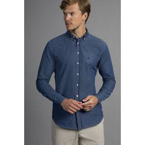 Laurent Vergne - Heren - Denim Longsleeve Overhemd - 100% Katoen - maat M - Slim fit