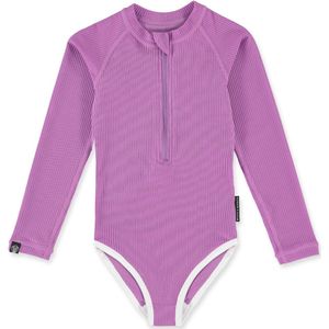 Beach & Bandits - UV-zwempak voor meisjes - Ribbed Lange mouw - UPF50+ - Orchid - Paars - maat 104-110cm