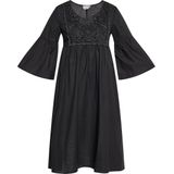Usha - Jurk - Zwart - 3/4 Lengte - Losse Pasvorm - Trompetmouwen