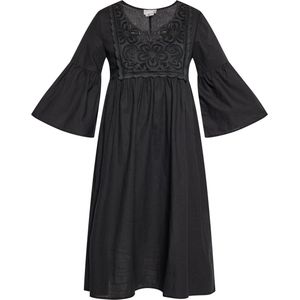 Usha - Jurk - Zwart - 3/4 Lengte - Losse Pasvorm - Trompetmouwen